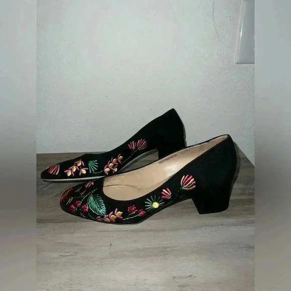 Ron White Doreen Floral Women's Block Heels, Black Suede, Size 38.5 EU,Size 8 US - Picture 5 of 11